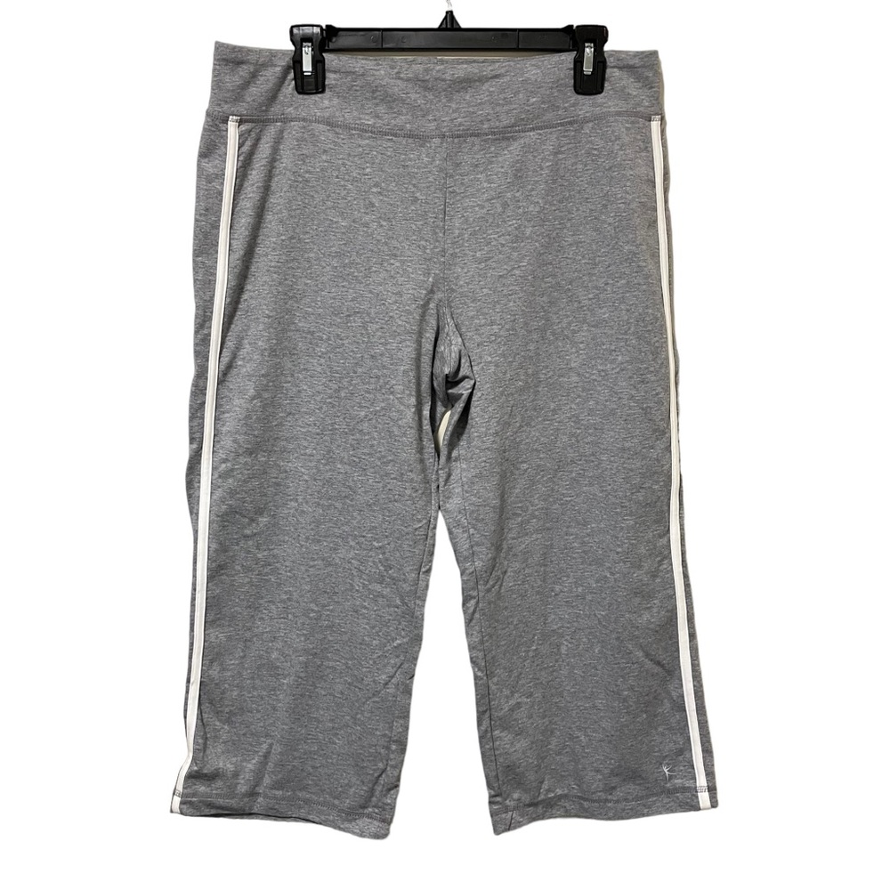 Danskin Now Gray White Side Stripe Capri Pants